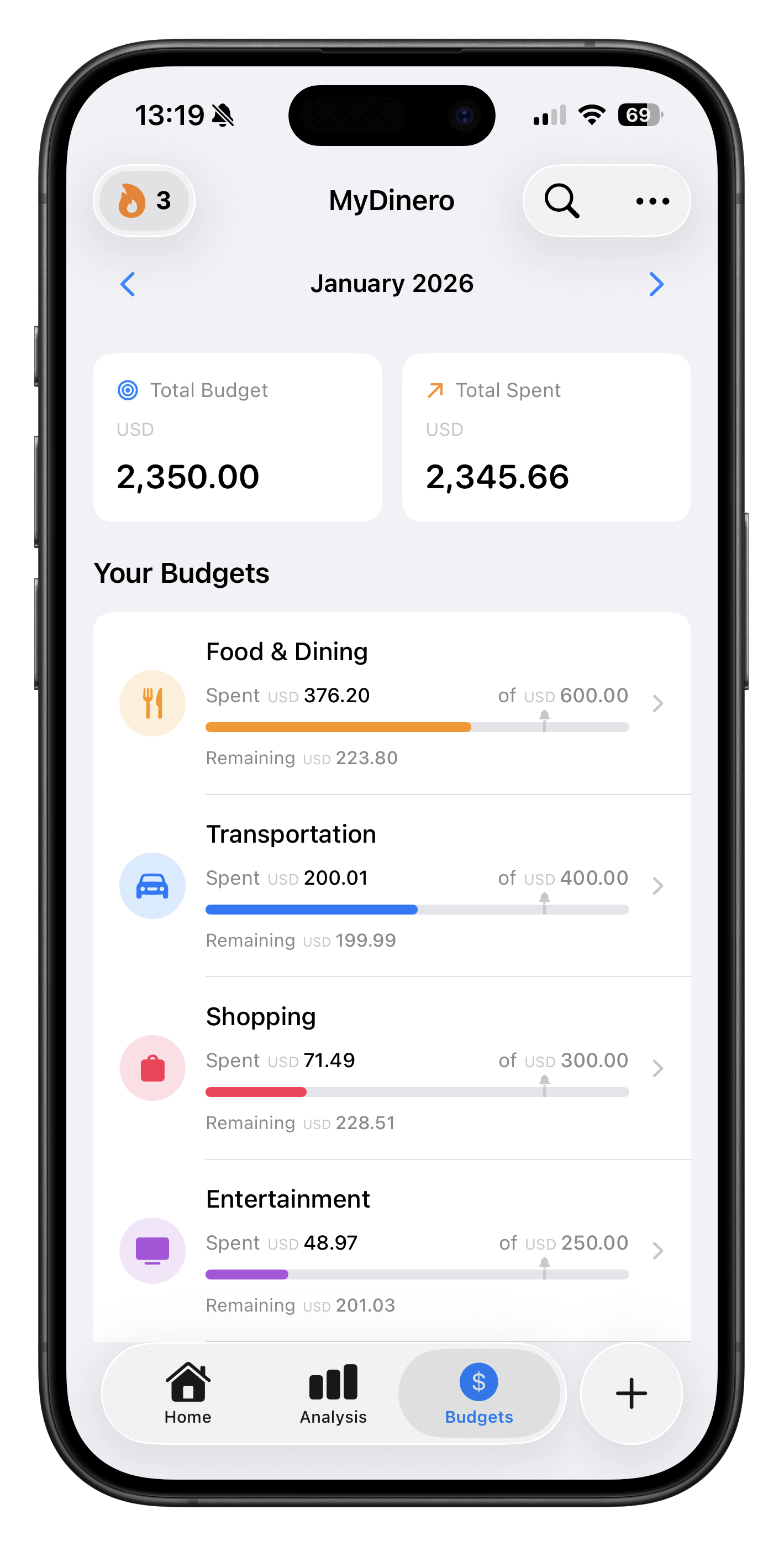 Budget Tracking - Never overspend again